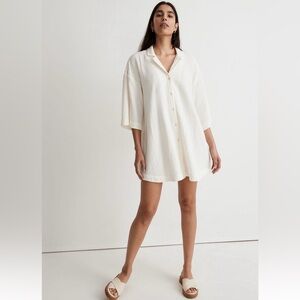 Madewell Crinkle Cotton Cover-Up Mini Shirtdress NWT
